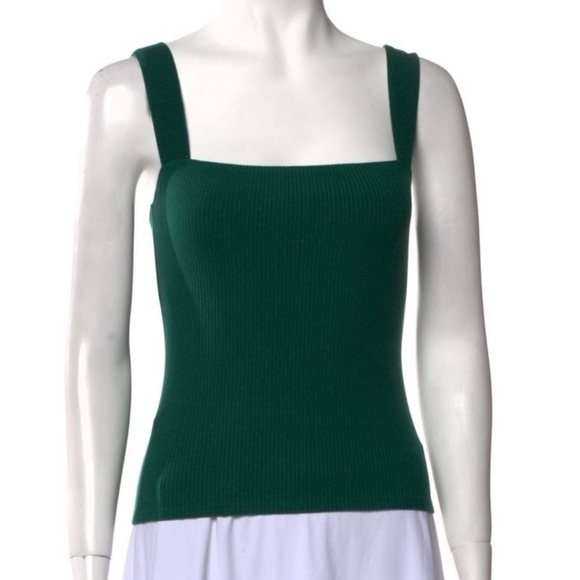 Reformation Tops - Reformation Square Neckline Green Ribbed Tank Top Sz S
